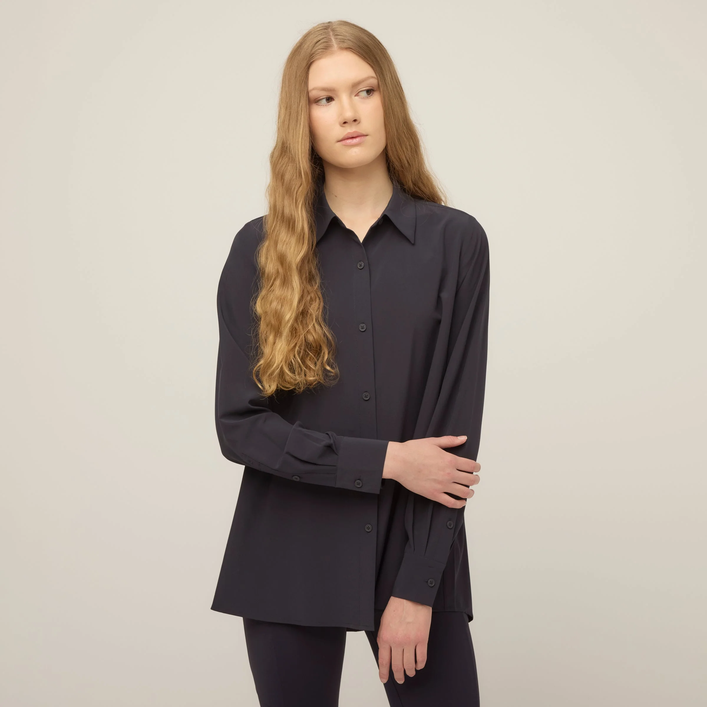 Tech Slk Long Sleeve Button Top - Image 9